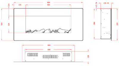 AFLAMO Kominek Elektryczny LED Albion 36 wymiary