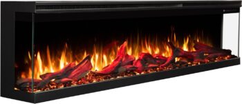 trzyszybowy kominek elektryczny unique pro z technologią płomienia led