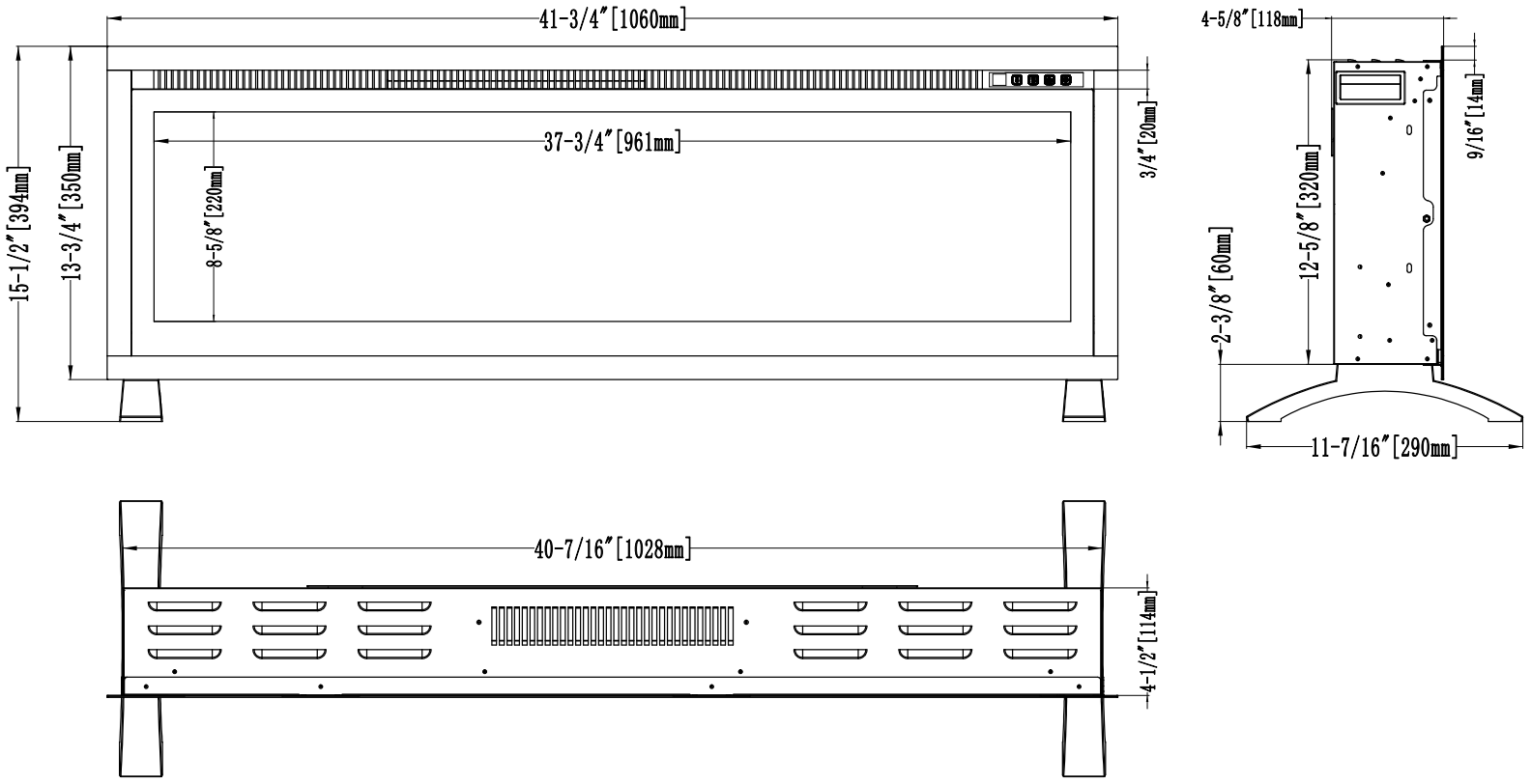 emotion-flame-kominek-elektryczny-led-regal-106-schemat-wymiary
